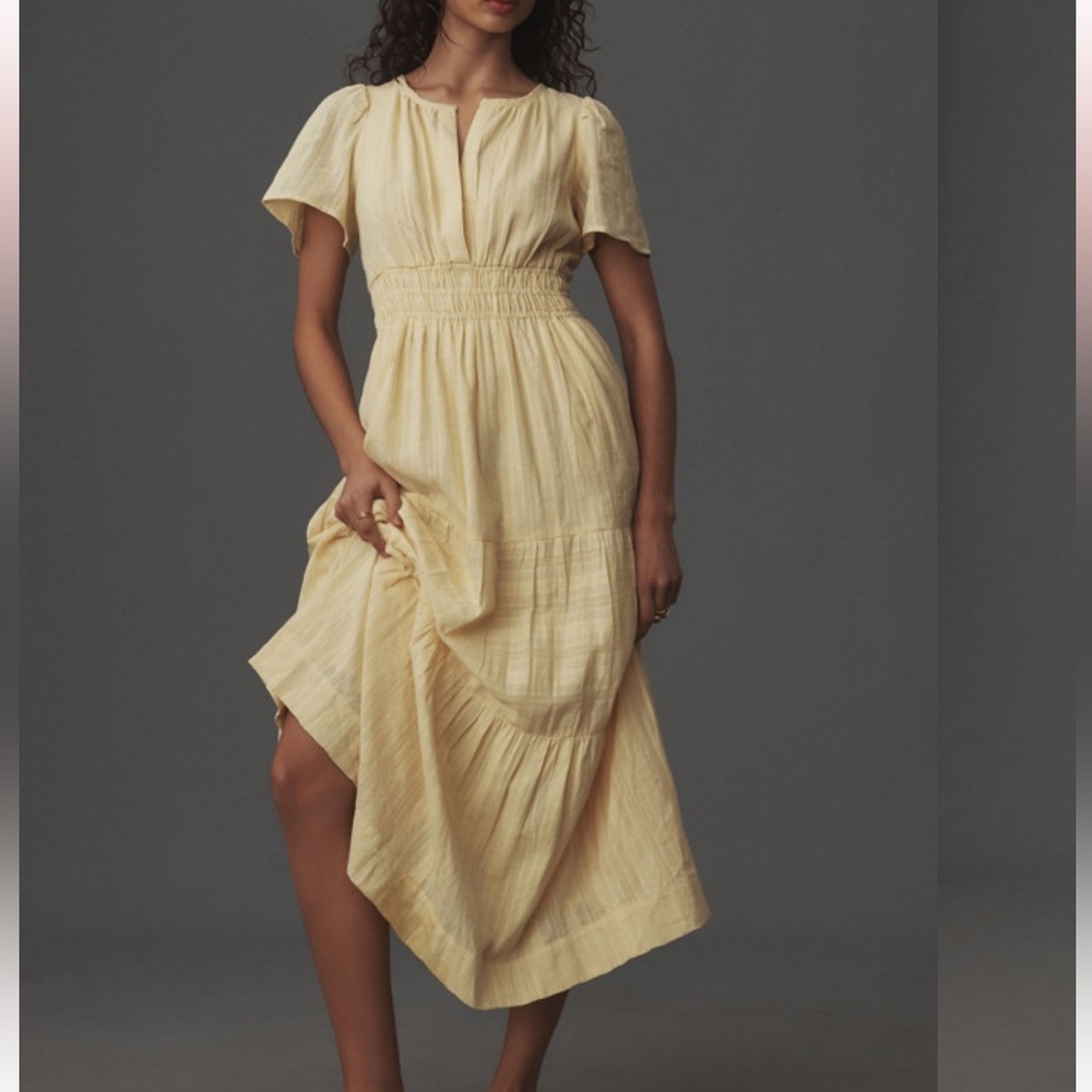 Anthropologie Light Yellow Maxi Dress